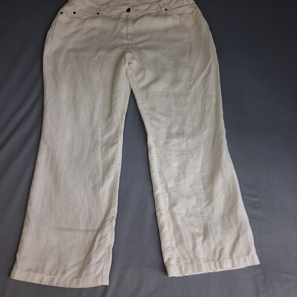 Poetry White Linen Wide Leg Pants 36 in Waist Beach Resort Minimalist Pockets